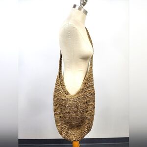 Stylish Paper Crochet Tan Brown Woven Shoulder Bag for Summer Beach Days